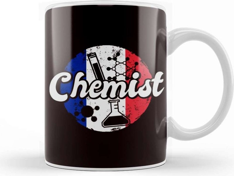 Print Shop Chemist France Flag Laboratory Chemistry Pharmacist Lab Tech Mug Porcelain