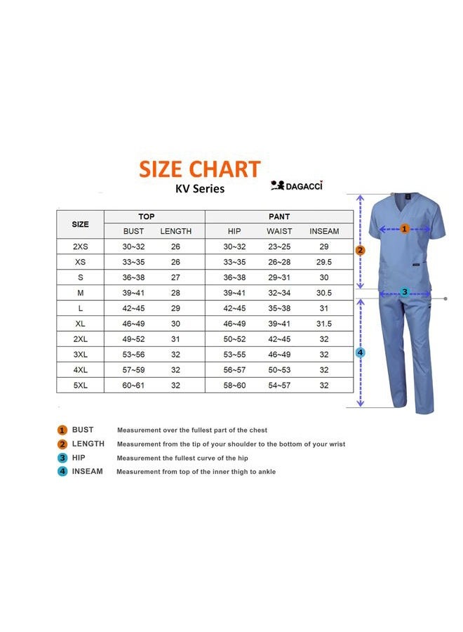 Dagacci Medical Uniform Unisex Scrubs Set Medical Scrubs Top and Pants (Small, Petwer Gray)  - Image 2