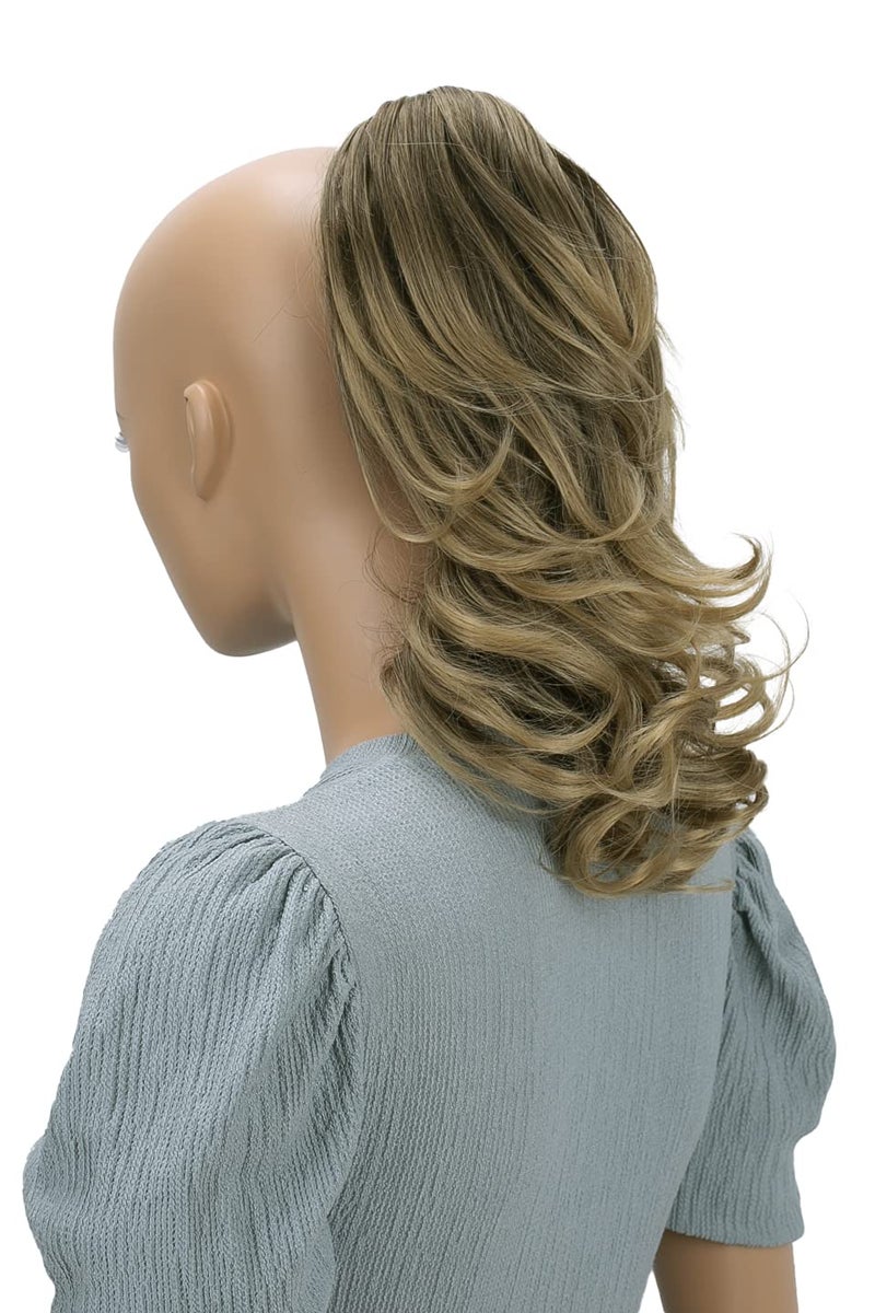 CAISHA 14 Wavy Clip On Ponytail With Butterfly Clip Hairpiece Heatresistant Synthetic Fibres Brown Blonde Mix H125