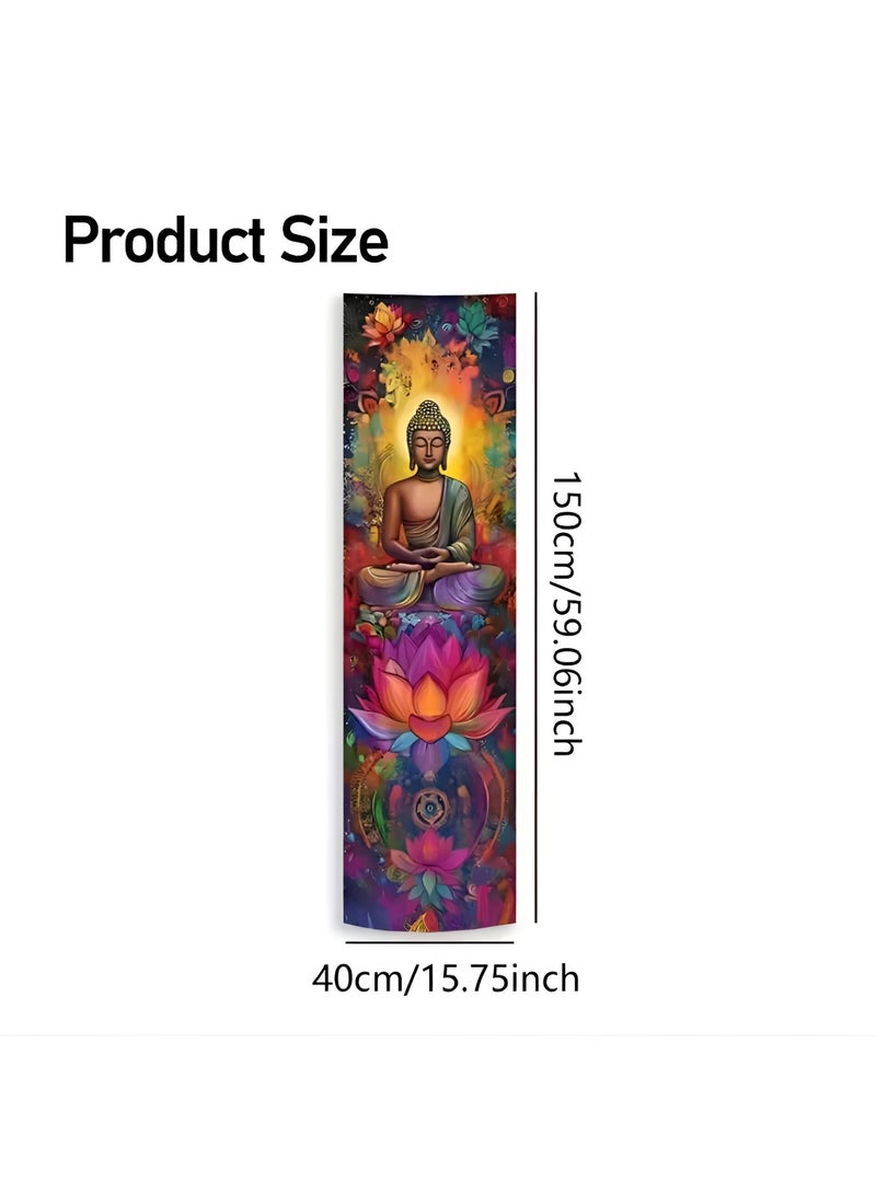 Buddha Groove Buddha Wall Tapestry – Colorful Meditation Wall Hanging for Living Room, Bedroom, Yoga Studio & Spiritual Home Decor – 150x40cm - Image 3