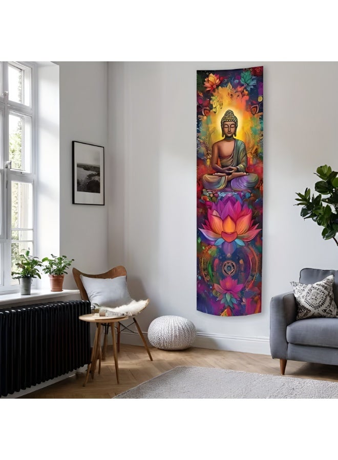 Buddha Groove Buddha Wall Tapestry – Colorful Meditation Wall Hanging for Living Room, Bedroom, Yoga Studio & Spiritual Home Decor – 150x40cm - Image 2