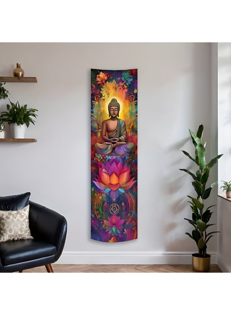 Buddha Groove Buddha Wall Tapestry – Colorful Meditation Wall Hanging for Living Room, Bedroom, Yoga Studio & Spiritual Home Decor – 150x40cm - Image 1