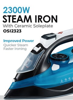 Oscar Steam Iron OSI2323 – 2400W Ceramic Soleplate Steam Iron, Powerful Burst & Vertical Steam, 400ml Water Tank, Self-Clean & Anti-Drip, Adjustable Thermostat, Overheat Protection, 360° Swivel Cord, 1.9M Cable, 100-240V