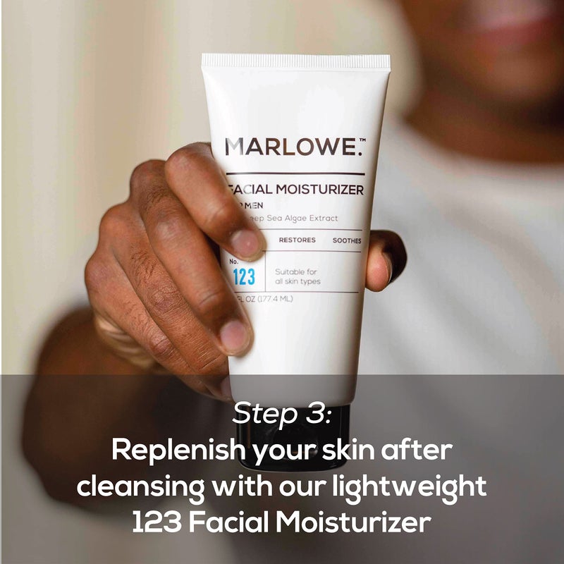 MARLOWE. Best Sellers Kit No. 203, Features Signature No. 102 Original Body Scrub Soap Bar, No. 121 Facial Cleanser & No. 123 Facial Moisturizer, Great Gift for Men - Image 4