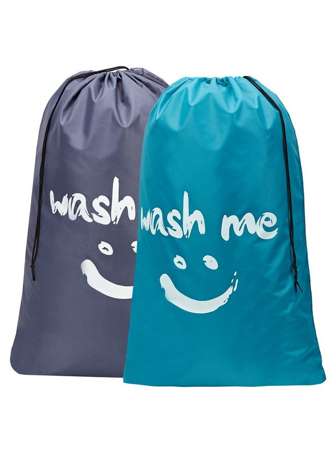HOMEST - HOMEST 2 Pack XL Wash Me Travel Laundry Bag, Dirty Clothes Organizer, Large Enough to Hold 4 Loads of Laundry, Easy Fit a Laundry Hamper or Basket - Image 1