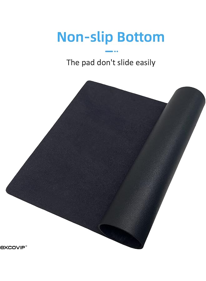 excovip Mouse Pad Non Slip Pu Leather Desk Pad Waterproof Desk Pad Protector Desk Writing Mat For Office Home Small Size（Black） - Image 3