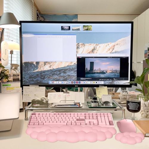 JIKIOU Upgrade Leather Cloud Keyboard Wrist Rest, Cloud Wrist Rest with Non-Slip PU Base, Comfortable Memory Foam Wrist Rest for Computer Laptop Mac Gaming Office and Pain Relief Wish Christmas Gift - Image 4