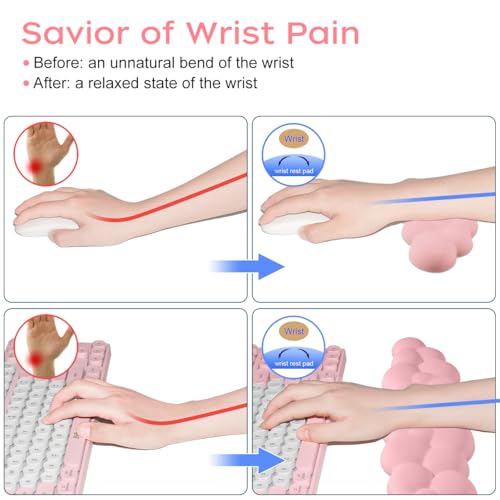 JIKIOU Upgrade Leather Cloud Keyboard Wrist Rest, Cloud Wrist Rest with Non-Slip PU Base, Comfortable Memory Foam Wrist Rest for Computer Laptop Mac Gaming Office and Pain Relief Wish Christmas Gift - Image 5