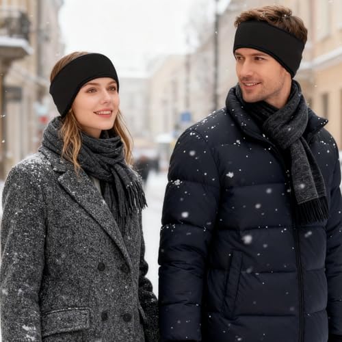 VEEJION Fleece Ear Warmers for Women Men 3 Pcs Ear Muffs Covers for Winter Running Yoga Skiing Riding (Black) - Image 3