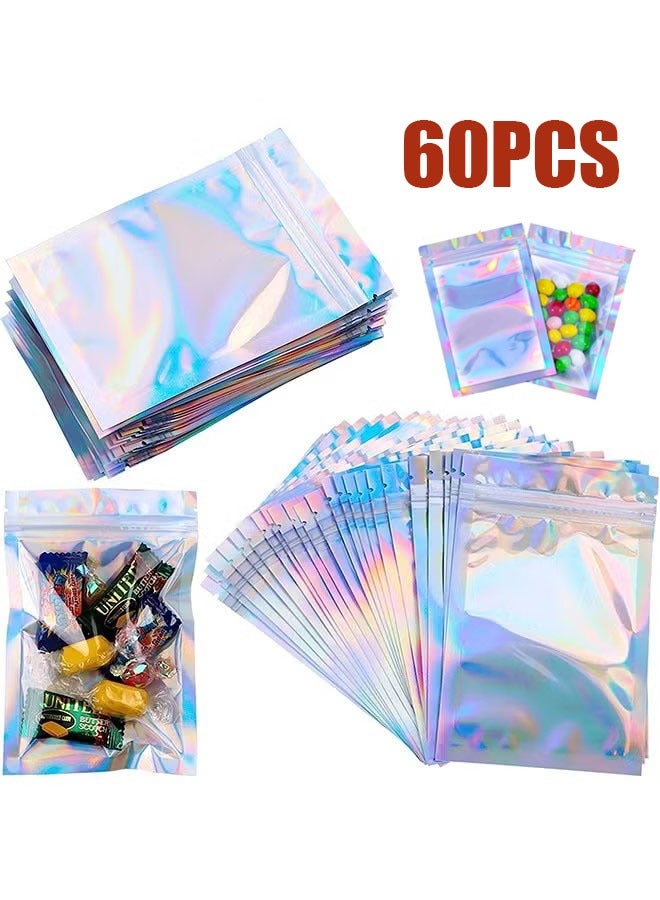 ZVEV 60 Pieces Resealable Smell Proof Foil Pouch Bags, Flat Clear Ziplock Food Storage Bags Plastic Packaging Foil Mylar Bags For Party Favor Food Storage（10*15cm） - Image 1