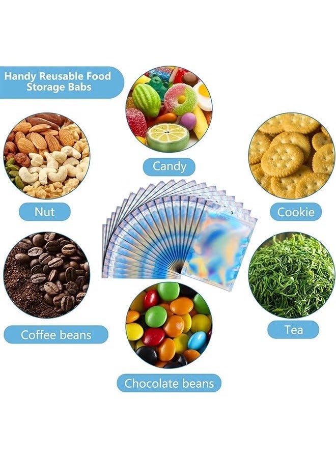 ZVEV 60 Pieces Resealable Smell Proof Foil Pouch Bags, Flat Clear Ziplock Food Storage Bags Plastic Packaging Foil Mylar Bags For Party Favor Food Storage（10*15cm） - Image 4