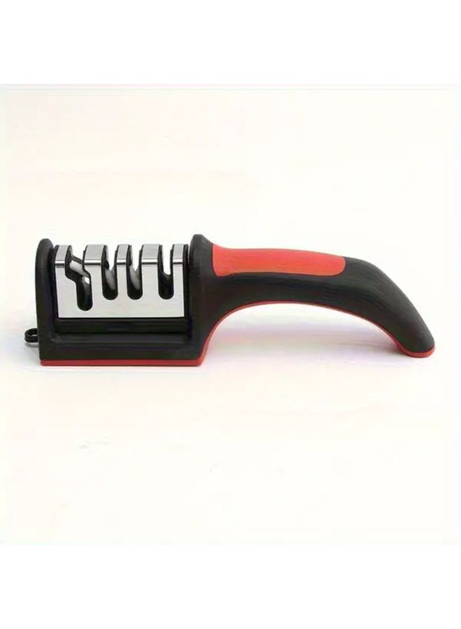 4 Stage Professional Knife Sharpener Red Black Heavy Duty Ergonomic Handle with Hanging Loop ABS Ceramic Sharpening Stones for Kitchen Knives Serrated Blades - Image 5