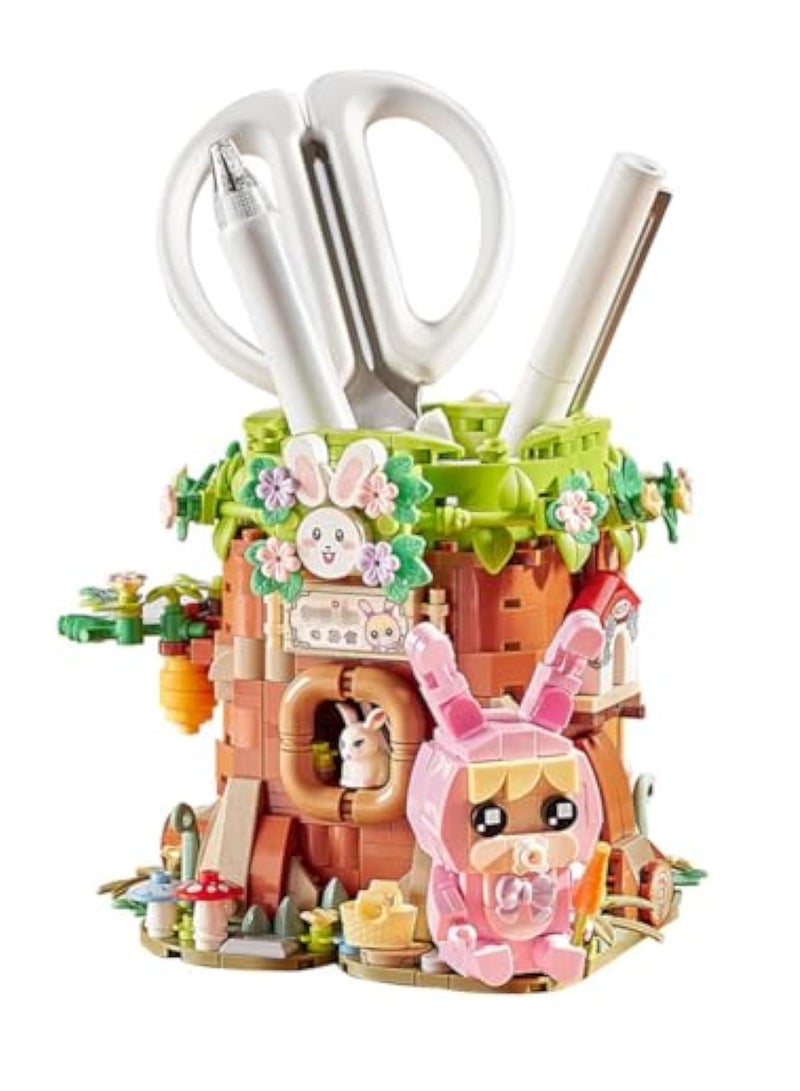 Zikra Creative Building Blocks Pen Holder, Desk Organizer, Pencil Cup for Desk, Fun Multi-Colored Pencil Case, Cute House Design, Office Space Decor, Desk Top Organizer Accessories, Pencil Organizer - Image 1