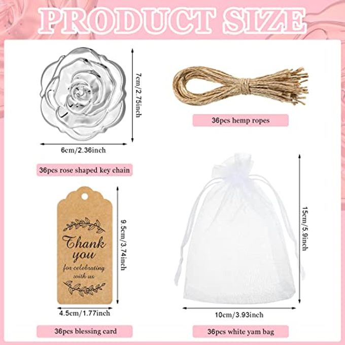 Woanger 36 Set Rose Compact Mirrors Bulk for Quinceanera, Sweet 16, Wedding Party Favors, Bridesmaid Gifts, Thank You Tags, White Organza Bags for Bridal Shower Bachelorette and Guest Gifts(Silver) - Image 2