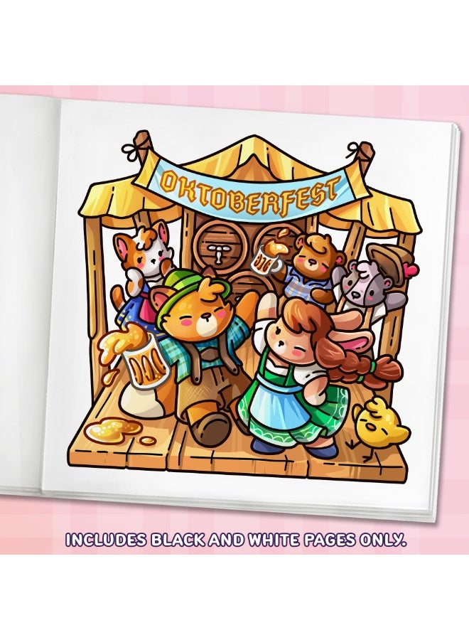 Peachjoy Cozy Europe: Cute Coloring Book for Adults and Teens with Charming Characters and Delightful European Scenes for Relaxation (Cozy Coloring Books) - Image 3