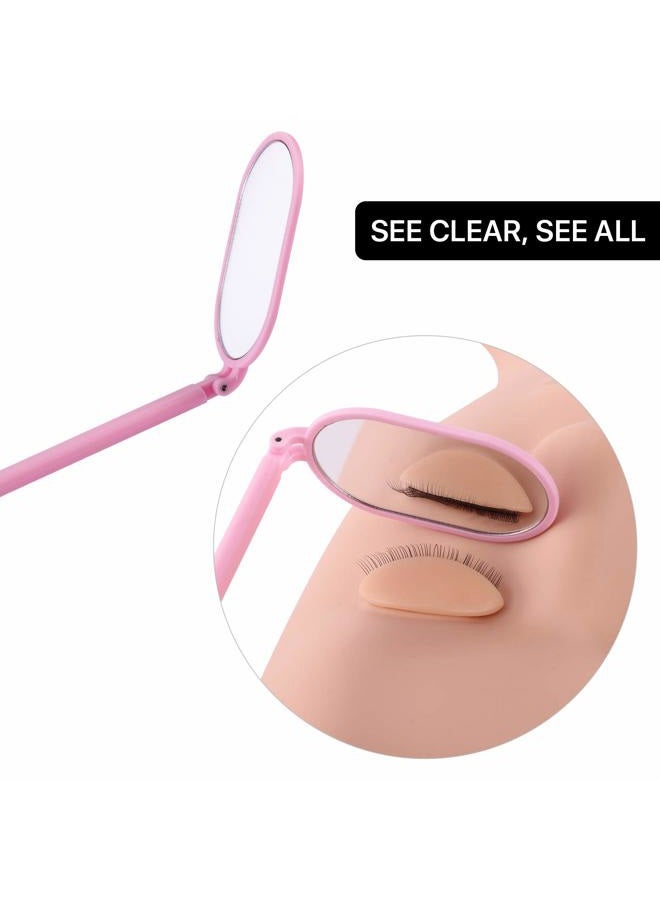 Pretty memory Lash Mirror, 270 Degree Free Rotation Lash Extension Supplies, Lightweight Makeup Mirror for Eyelash Extensions Supplies (Pink) - Image 2