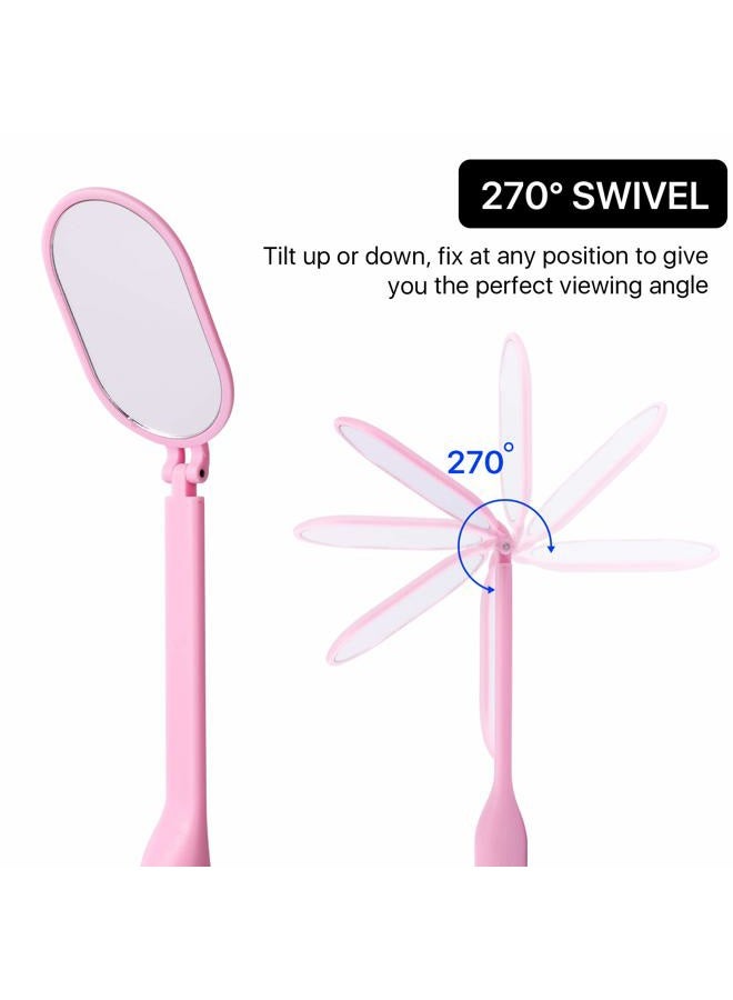 Pretty memory Lash Mirror, 270 Degree Free Rotation Lash Extension Supplies, Lightweight Makeup Mirror for Eyelash Extensions Supplies (Pink) - Image 3