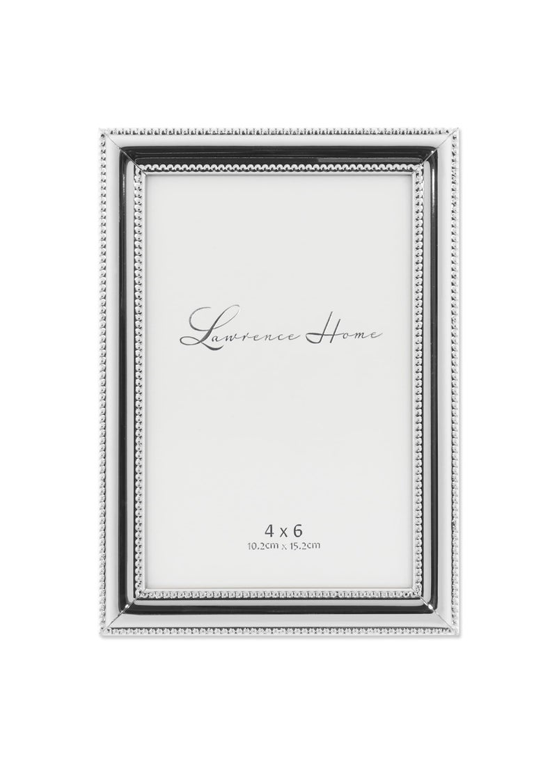 Lawrence Frames Lawrence Frames 510746 4x6 Metal Picture Frame SilverPlate with Delicate Beading 