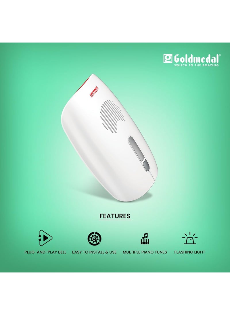 GOLD MEDAL Goldmedal WelcomeMultitune Musical Door Bell With 24 Selectable melodies and Flashing Light High Quality Sound Door Bell for Home Office White Pack of 1  - Image 2