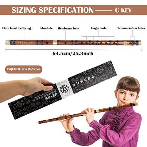 YOLUFER Bamboo Flute Musical Instruments Key C Wooden Flute Chinese Flute Instrument Chinese Bamboo Classic Musical Instrument for Kids Adults Beginners - Image 2