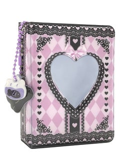 Y&D 3 Inch Photocard Binder Kpop Holder Book Mini Photo Album Small Card Love Heart Hollow ID with Pendant 40 Pockets Black Lace  - Image 1