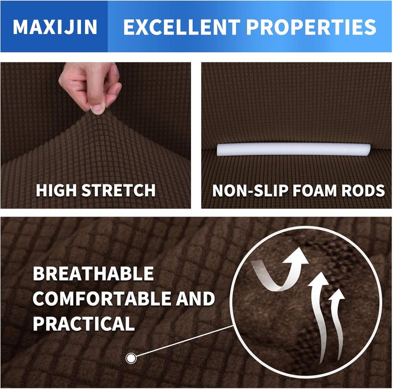 MAXIJIN Super Elastic Chair Cover for Living Room, 1 Piece Universal with Arms, Jacquard Spandex, Pet Friendly Protector (1 Seater, Coffee) - Image 5