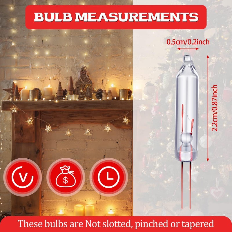 Mudder 100 Pcs Mini Christmas 2.5 Volt Replacement Light Bulbs for Christmas Trees Decorative Light Supplies Indoor Outdoor Xmas Decor, 0.17 Ampere, 0.42 Watt (Clear) - Image 2