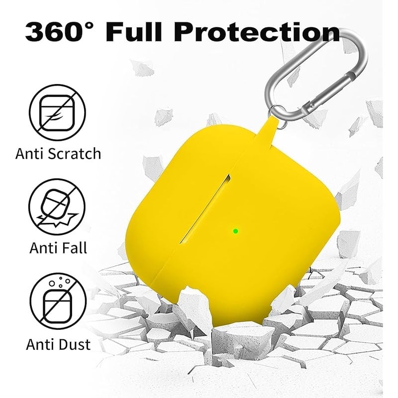 Woyinger for Airpods 4th Case Cover, Come with Cleaner Kit,Soft Skin Silicone Case Cover with Keychain, Front LED Visibl, Full Protective Case，Compatible with AirPods 4th(Yellow) - Image 3