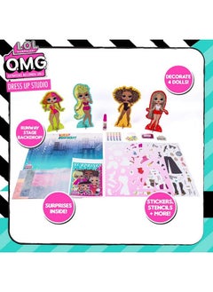 Generic Lol Omg Dress Up Studio By Horizon Group Usa, Decorate 4 Dolls With Over 100 Accessories, Diy Fashion Craft Kit, Mix & Match Fabrics & Patterns, Use Gemstones, Stickers & More  - Image 3