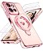 Liufcx for Motorola Moto G 5G 2025 Phone Case with Screen ProtectorCute Love Heart PatternRing Metal KickstandPlated Gold Edge Soft TPU Full Camera Protection Cover for Moto G 2025 Pink - Image 2