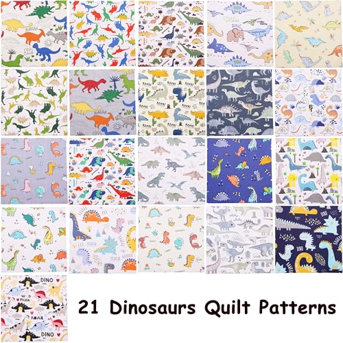 Hanjunzhao 84Pcs 5x5 Dinosaur Cotton Fabric Squares for Baby Boy - Dinosaur Charm Pack Fabric for Quilting 5 inch - Precut Quilt Squares 5x5 for Quilting, Sewing, Blanket, Home Decor, and Crafts - Image 4