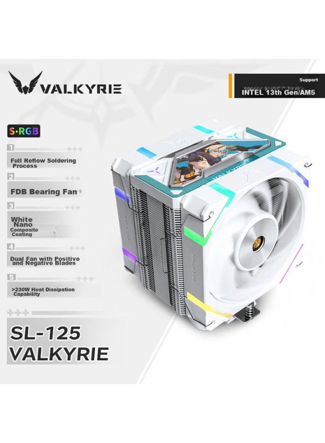 Valkyrie Sl125 Valkyrie Vk Cpu Air Cooler, 6 Soldered Copper Heat Pipes, Pure Copper Base, Compatible With Lga1700 Am5, Argb Lighting Effects, X12 - Image 1