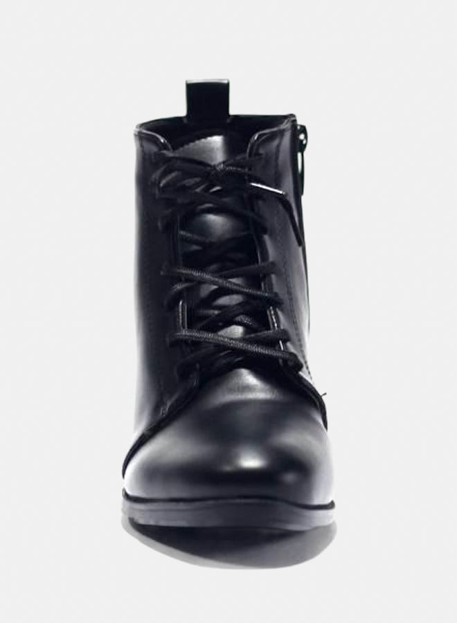 XO Style Leather Ankle Boot -BLACK - Image 4