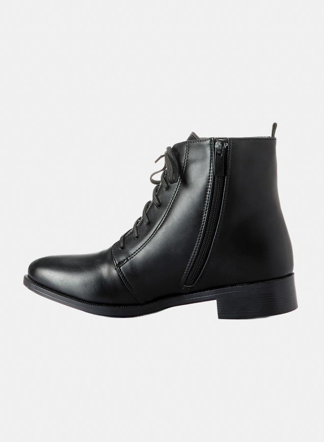 XO Style Leather Ankle Boot -BLACK - Image 2