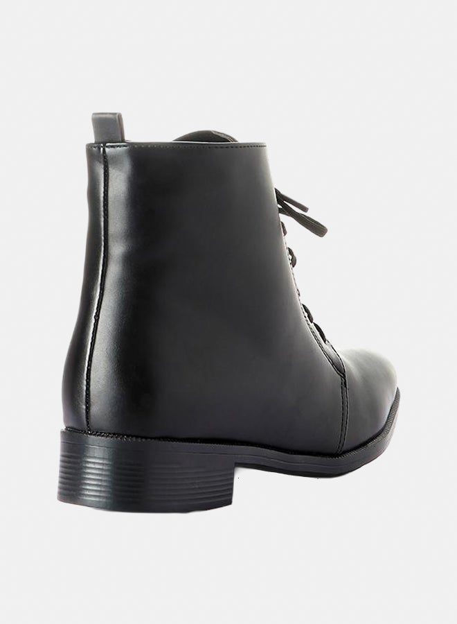 XO Style Leather Ankle Boot -BLACK - Image 3
