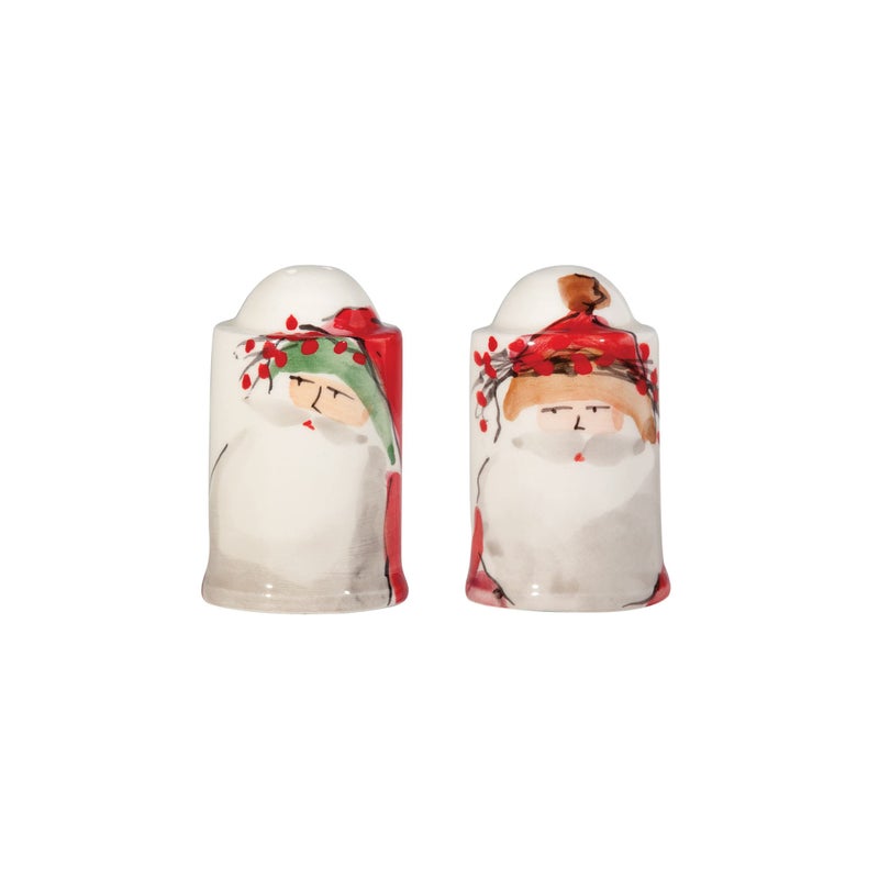 Vietri Vietri Old St Nick MultiColor Salt  Pepper 3H Terra Bianca Salt  Pepper Shaker Set Kitchen Accessories 