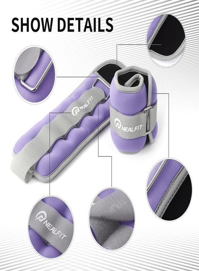 NEALFIT Ankle Weights 1/2/3/4/6/10 LBS for Men Women Kids, Leg Arm Wrist Weights with Adjustable Strap for Running, Aerobics, Strength Training, Physical Therapy, Fitness (Purple, 1 lb x 2 (2LB Pair)) - Image 3