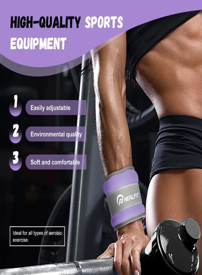 NEALFIT Ankle Weights 1/2/3/4/6/10 LBS for Men Women Kids, Leg Arm Wrist Weights with Adjustable Strap for Running, Aerobics, Strength Training, Physical Therapy, Fitness (Purple, 1 lb x 2 (2LB Pair)) - Image 4