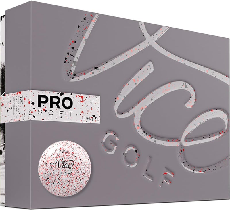 VICE Golf PRO Soft DRIP RED 2020 | 12 Golf Balls | Features: 3-Piece cast Urethane, Soft Feel, high Ball Flight Stability | Profile: for Ambitious Golfers (VG1008099) - Image 1