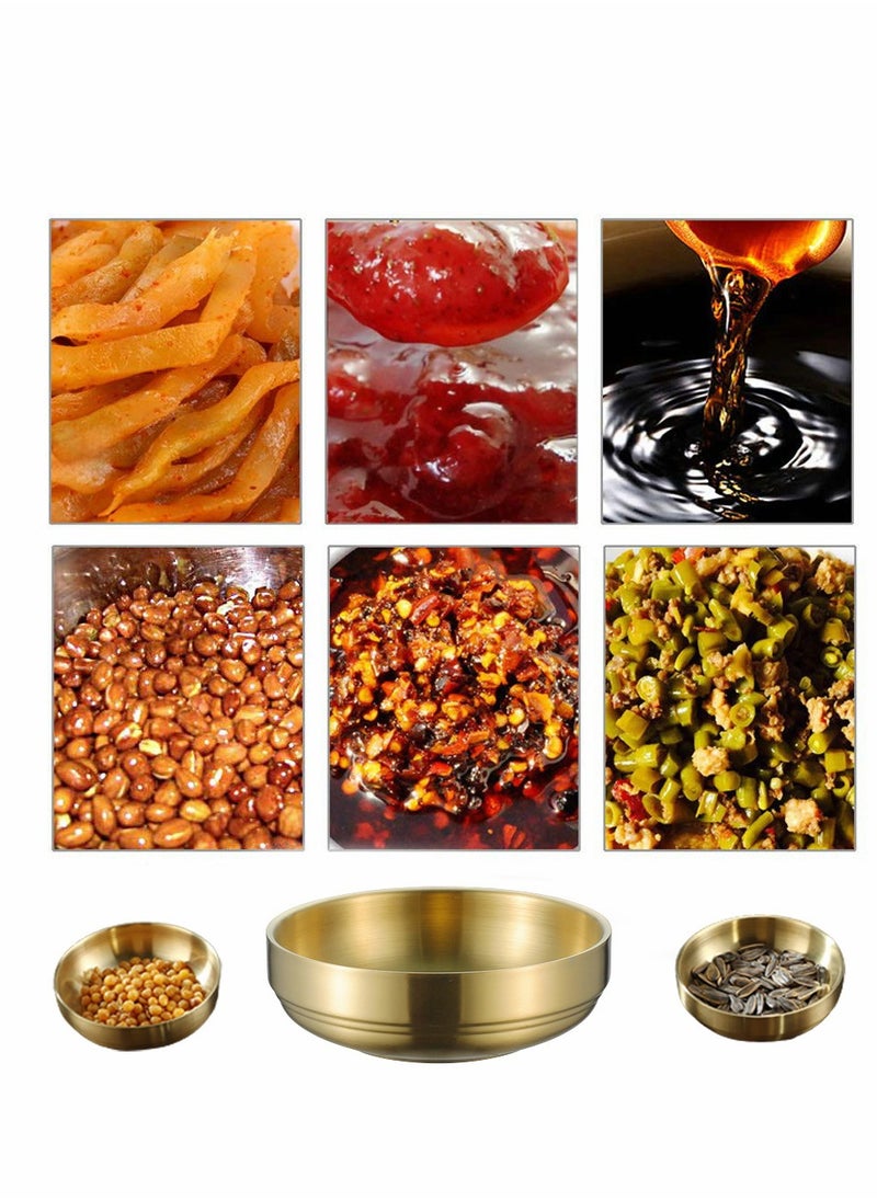 Generic طبق صلصة من الفولاذ المقاوم للصدأ، 4 قطع وعاء توابل دو层 مستدير صغير للسلطة والكاتشب والمقبلات والطبق الجانبي والسوشي (9 سم، ذهبي)  - Image 4