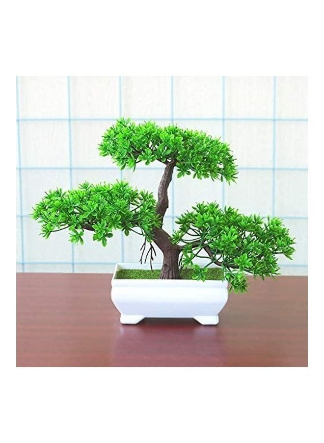 NIBEMINENT Artificial Bonsai Tree Green/Brown/White  - Image 3