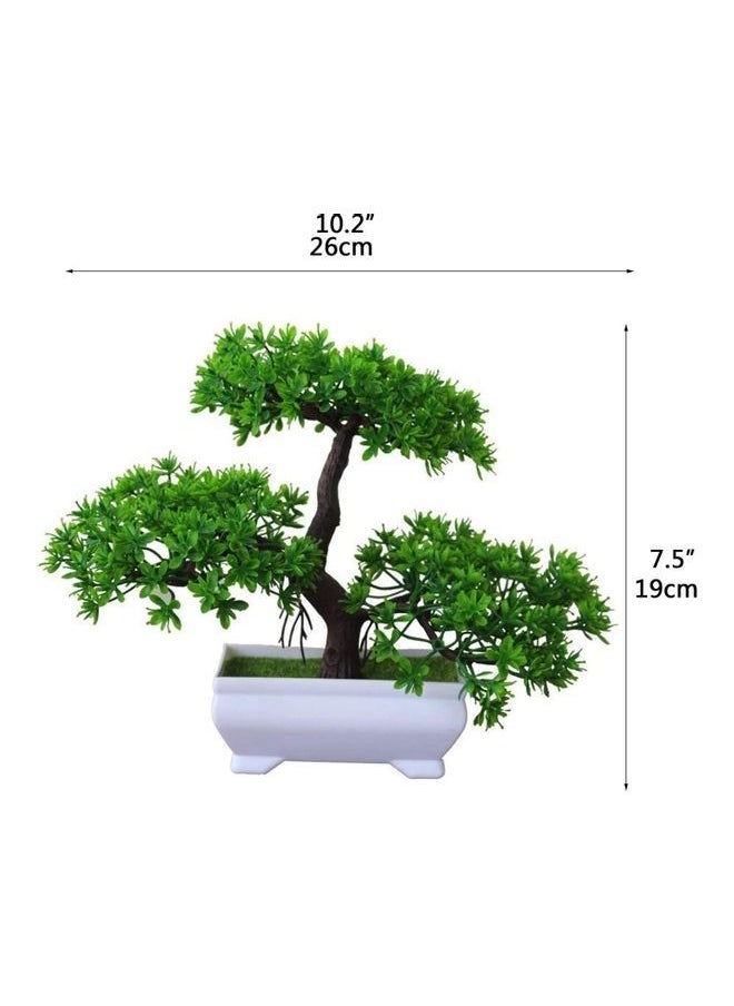 NIBEMINENT Artificial Bonsai Tree Green/Brown/White  - Image 2