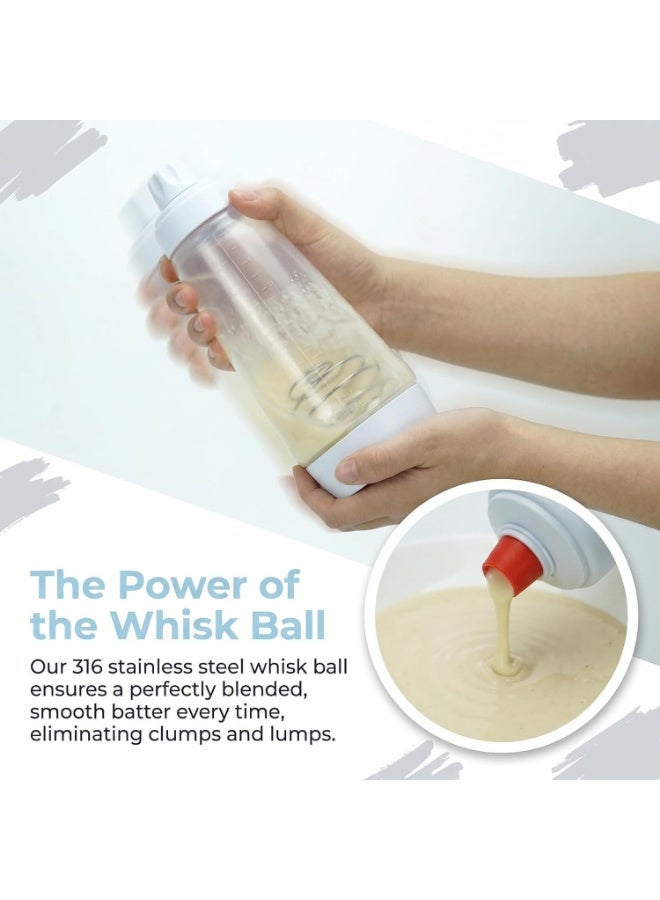 موزع عجينة البانكيك مزود بكرة الخلط ”BlenderBall“ ومضرب سلكي – يتضمن ملعقة سيليكون وفرشاة تنظيف – يمكنه خلط مسحوق البروتين، مثالي لصنع البانكيك والوافل والكريب وغيرها من المخبوزات – مجموعة من 2 قطعة - Image 2