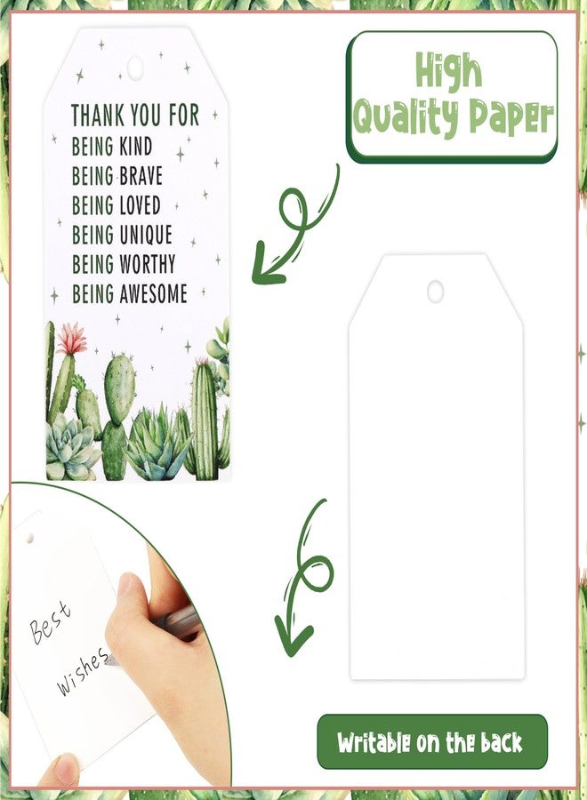 Serencatcher Plant Inspirational Party Favors, Plant Themed Thank You Tags Succulent Theme Greenery Affirmation Station Keychain And White Organza Bags for Plant Theme Inspirational Party Favors - Image 4