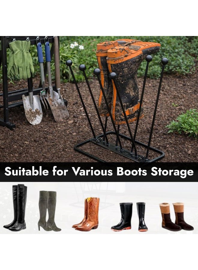 ARSUK Welly Boot Rack - Metal Wellington Boots Stand Outdoor, Cast Iron and Rustproof Wellies Storage Racks & Holder - 2 Pair & 4 Pair Boot Rack - Image 4
