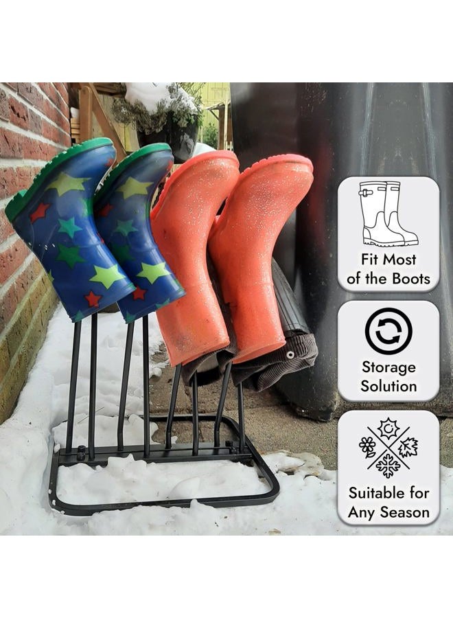 ARSUK Welly Boot Rack - Metal Wellington Boots Stand Outdoor, Cast Iron and Rustproof Wellies Storage Racks & Holder - 2 Pair & 4 Pair Boot Rack - Image 5