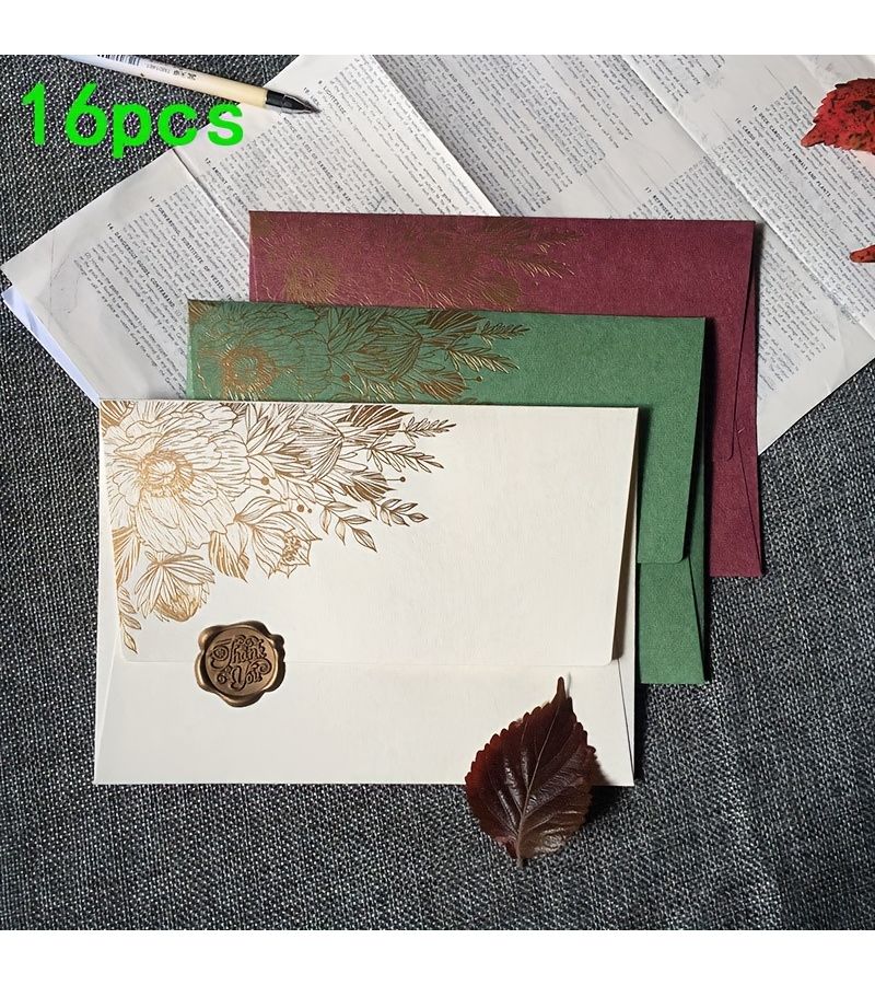 Black Vintage Large Thick Stationery Set 16pcs Wedding Invitation Envelope Wax Seal - Image 1