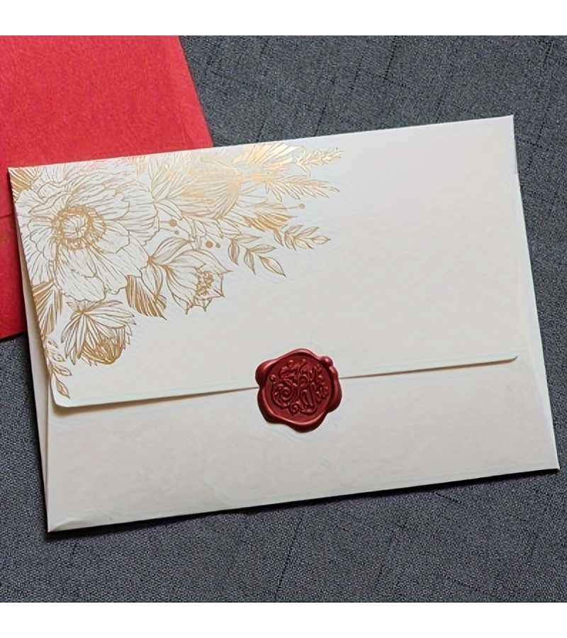 Black Vintage Large Thick Stationery Set 16pcs Wedding Invitation Envelope Wax Seal - Image 5
