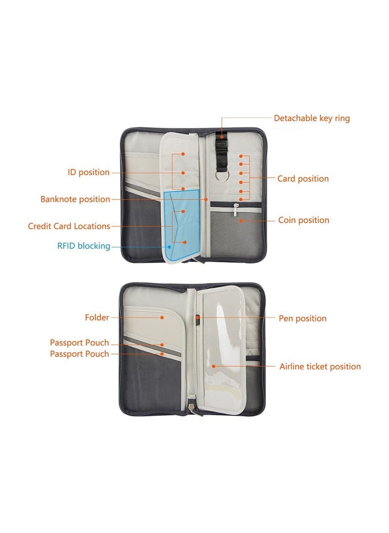 Y&D - Passport Holder Wallet, Large Capacity Family Travel Bag, with ID Zipper Closure, Removable Wristband RFID Blocking - Image 1