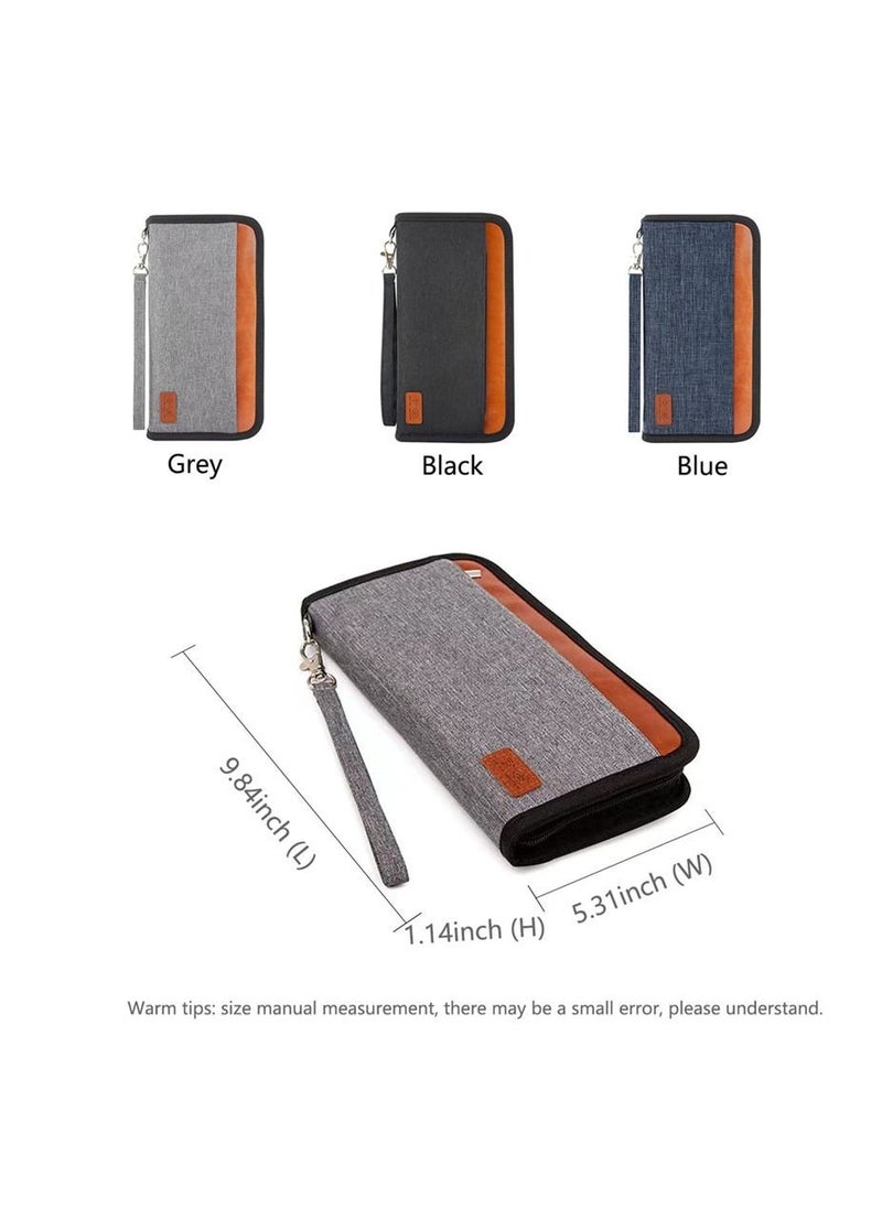 Y&D - Passport Holder Wallet, Large Capacity Family Travel Bag, with ID Zipper Closure, Removable Wristband RFID Blocking - Image 1